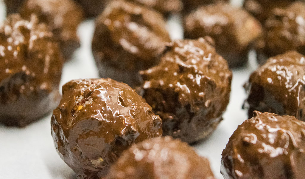 Chocolate Covered Spiced Almond Bites