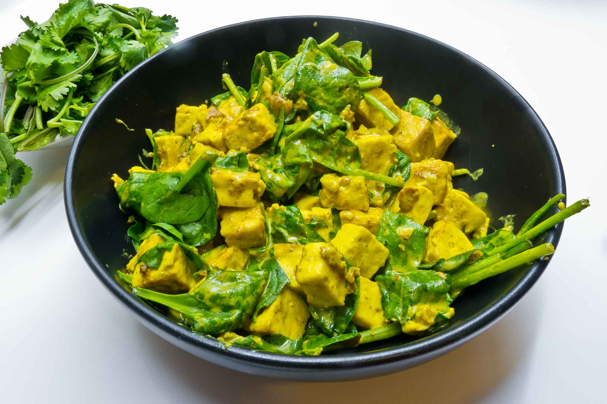 Quick Tofu and Spinach Curry